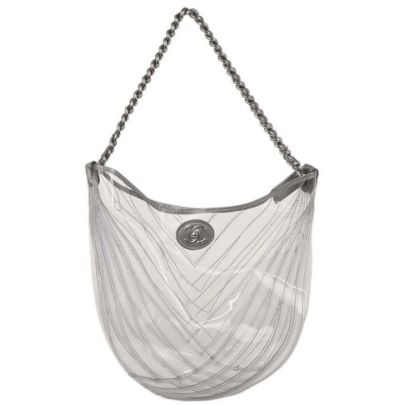 Chanel Clear PVC Chevron Tote Handbag 153946 - Picture 1 of 10